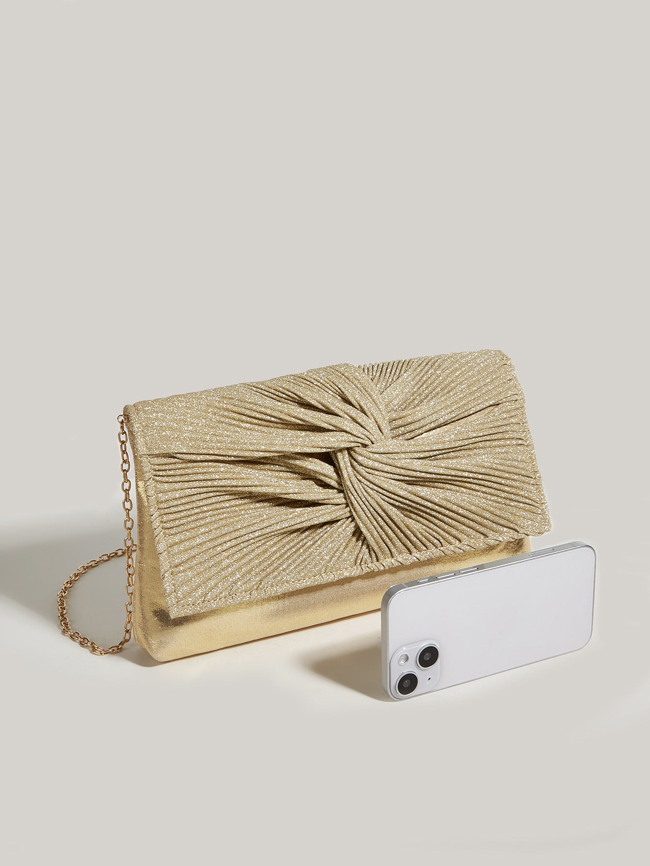 Adorn&Pulse - Pleated Shiny Clutch • High-End Evening Woman's Bag