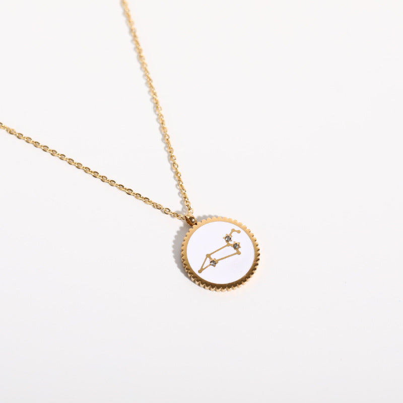 Zodial Constellation Necklace • Zirconium Steel Horoscope Pendant