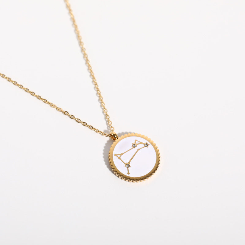 Zodial Constellation Necklace • Zirconium Steel Horoscope Pendant