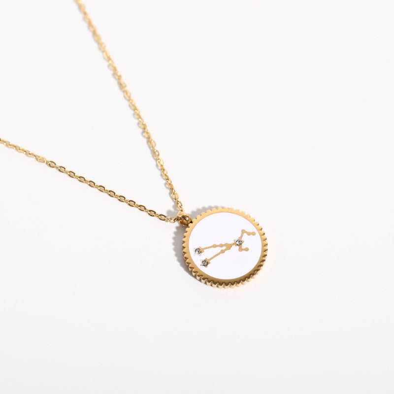 Zodial Constellation Necklace • Zirconium Steel Horoscope Pendant