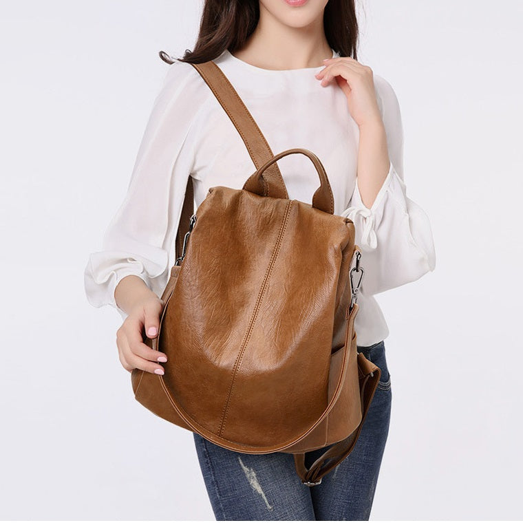 Anti-Theft Casual Backpack • Soft Leather Bag