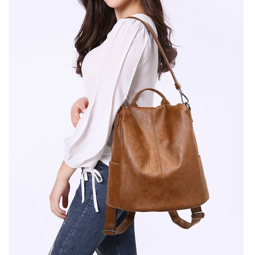 Anti-Theft Casual Backpack • Soft Leather Bag