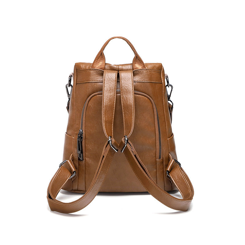 Anti-Theft Casual Backpack • Soft Leather Bag