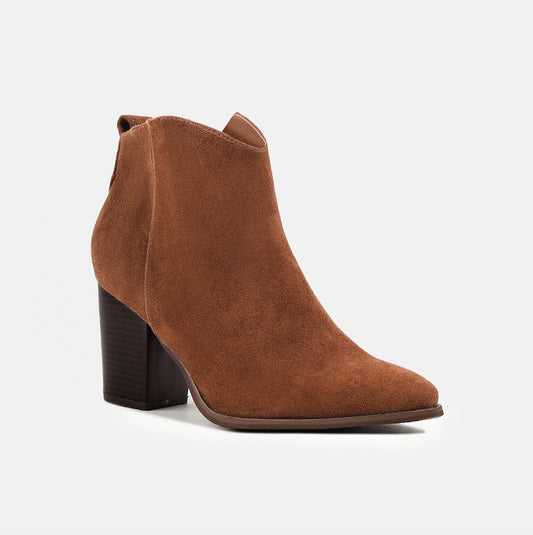 Thick Heels Suede Boots •  Pu Leather Boots