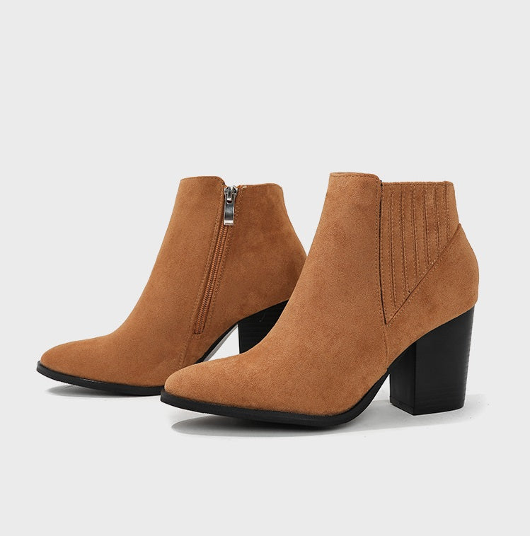 Short Barrel Boots • PU Leather Suede Boots