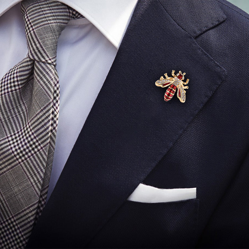 Crystal Bee Brooch •  Insect Cufflinks Pin