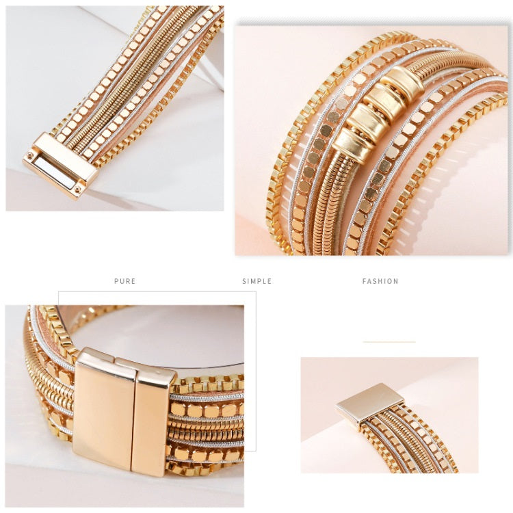 Bohemian Multilayer Bracelet • Irregular Leather Strip