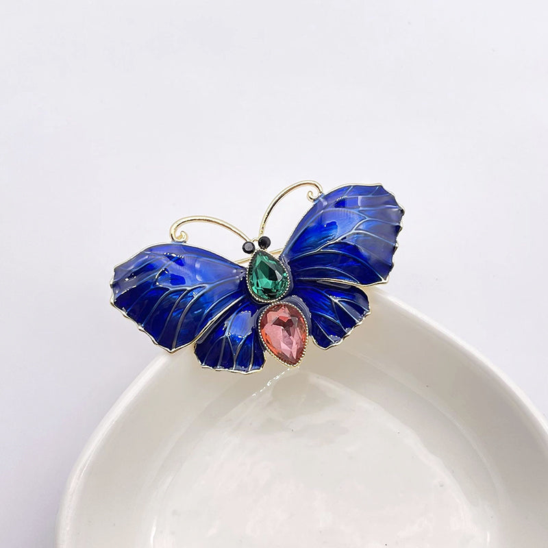 Butterfly Wings Brooch • Rhinestone Dress Pin