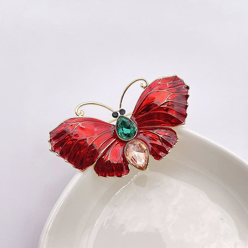 Butterfly Wings Brooch • Rhinestone Dress Pin