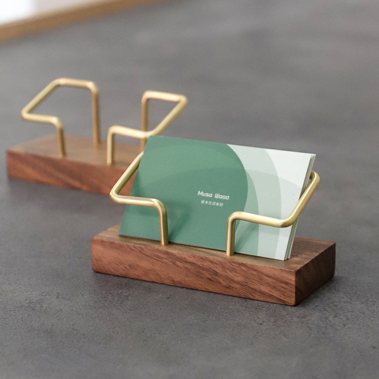 Card Organizer • Walnut Brass Business Card Holder