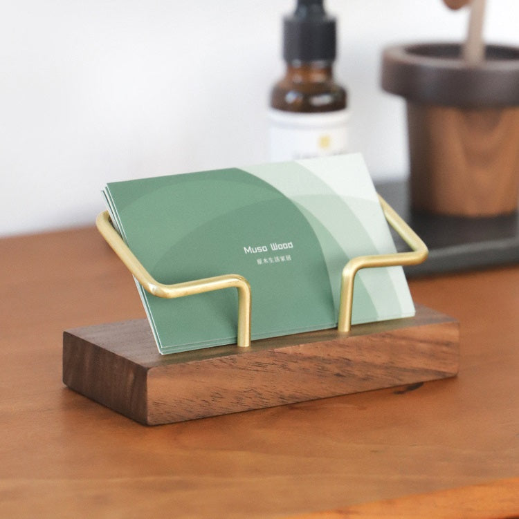 Card Organizer • Walnut Brass Business Card Holder