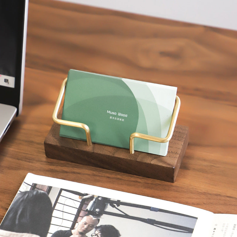 Card Organizer • Walnut Brass Business Card Holder