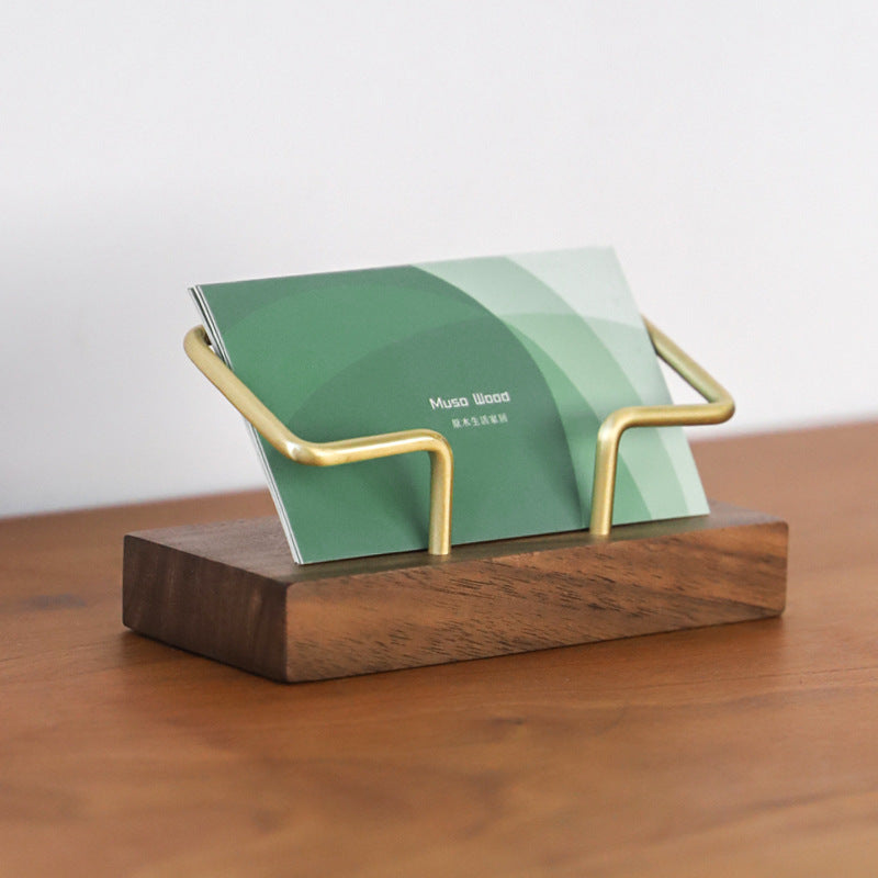 Card Organizer • Walnut Brass Business Card Holder