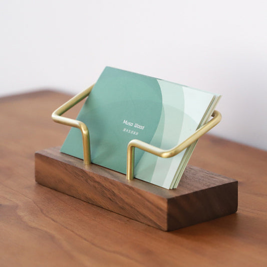 Card Organizer • Walnut Brass Business Card Holder