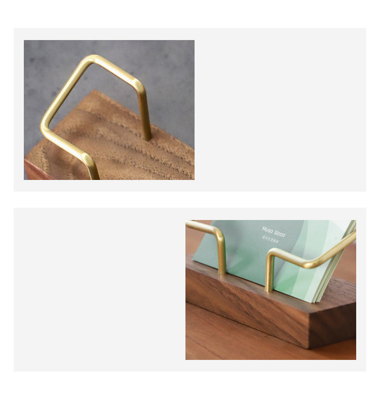 Card Organizer • Walnut Brass Business Card Holder