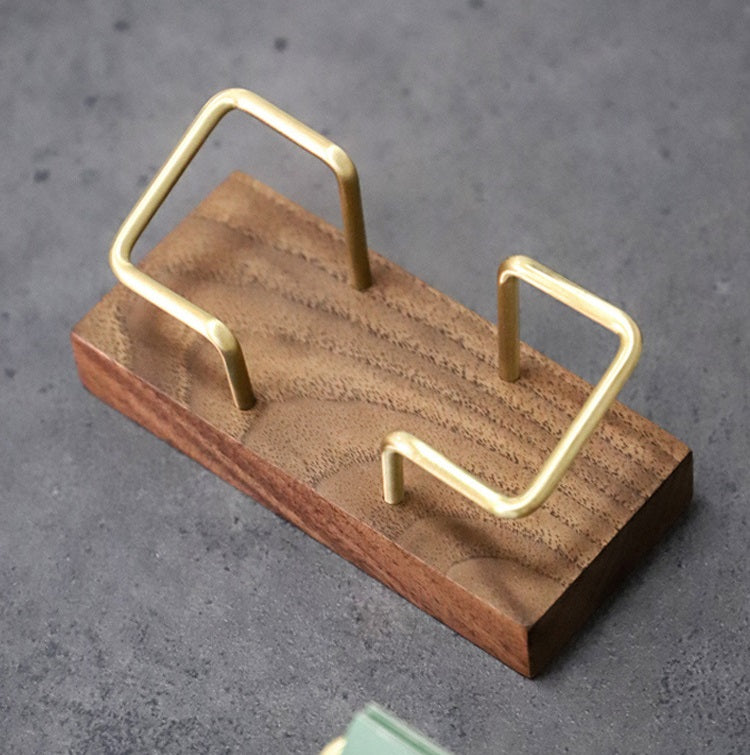 Card Organizer • Walnut Brass Business Card Holder