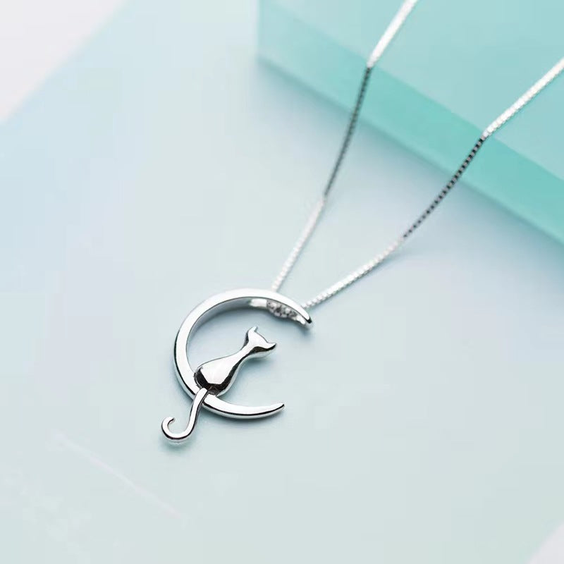 Cat Charm Pendant Necklace • Fine Jewelry Sterling Silver Necklace