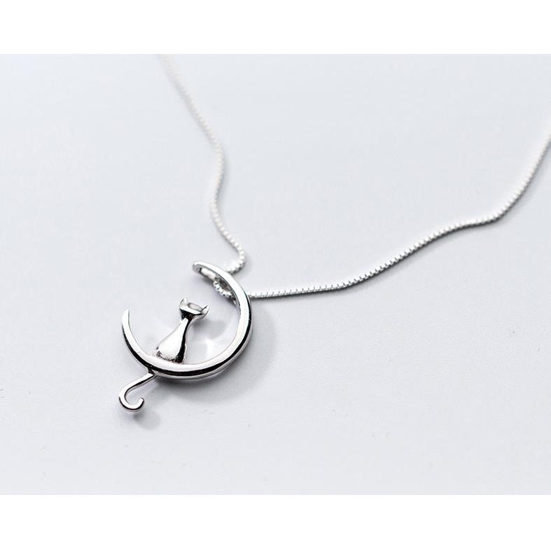 Cat Charm Pendant • Sterling Silver Necklace