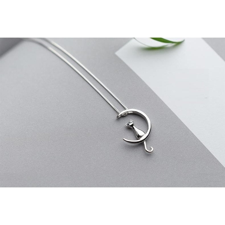 Cat Charm Pendant • Sterling Silver Necklace