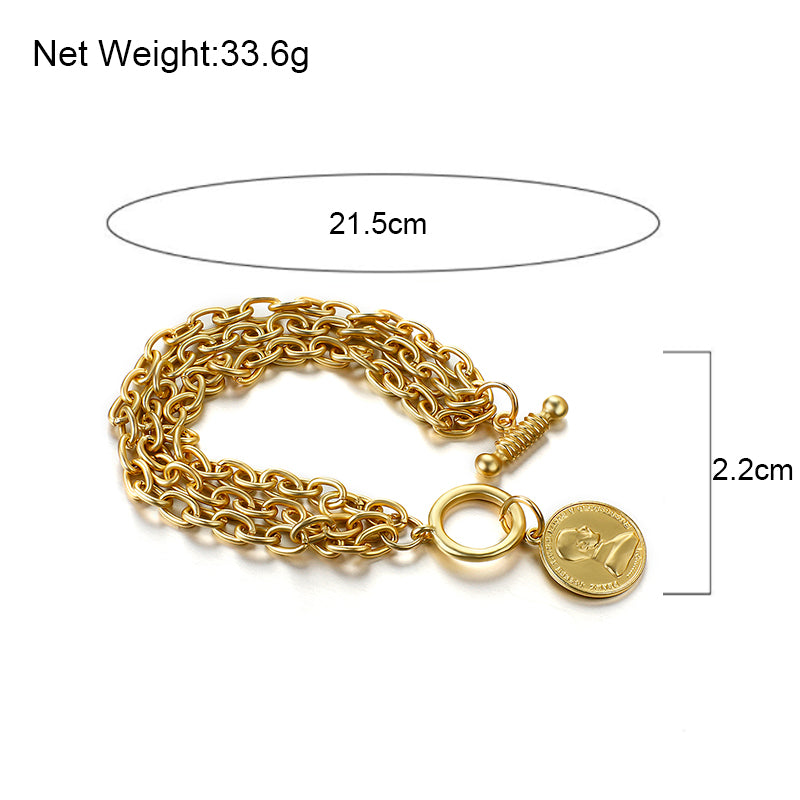 Charm Toggle Chain • Gold Plated Stainless Steel Alloy Bracelet