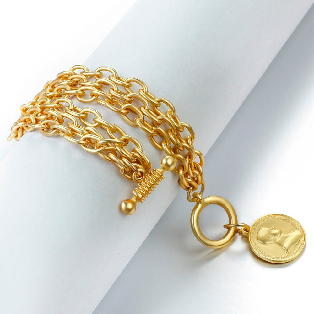 Charm Toggle Chain • Gold Plated Stainless Steel Alloy Bracelet