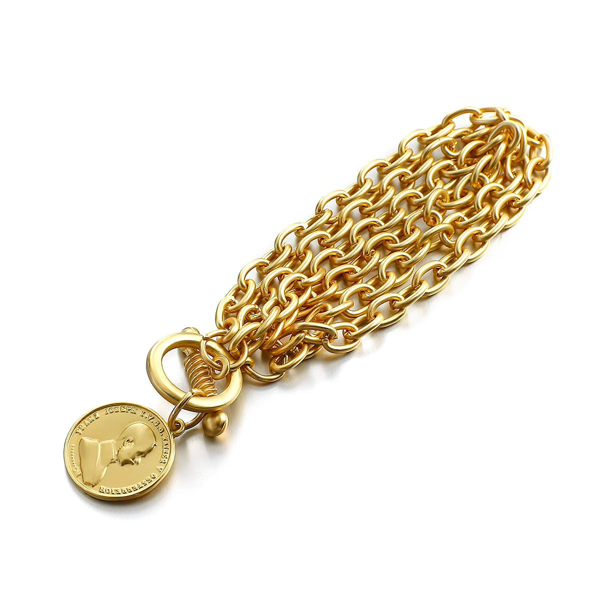 Charm Toggle Chain • Gold Plated Stainless Steel Alloy Bracelet