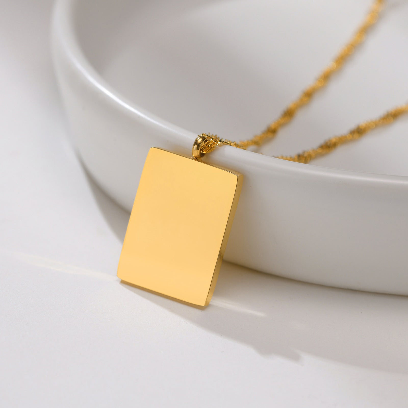 Checkerboard Pendant Necklace • Gold Plated Stainless Steel