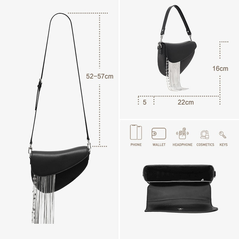 Silver Tassel Autumn Winter Bag • Cow Leather Messenger Bag