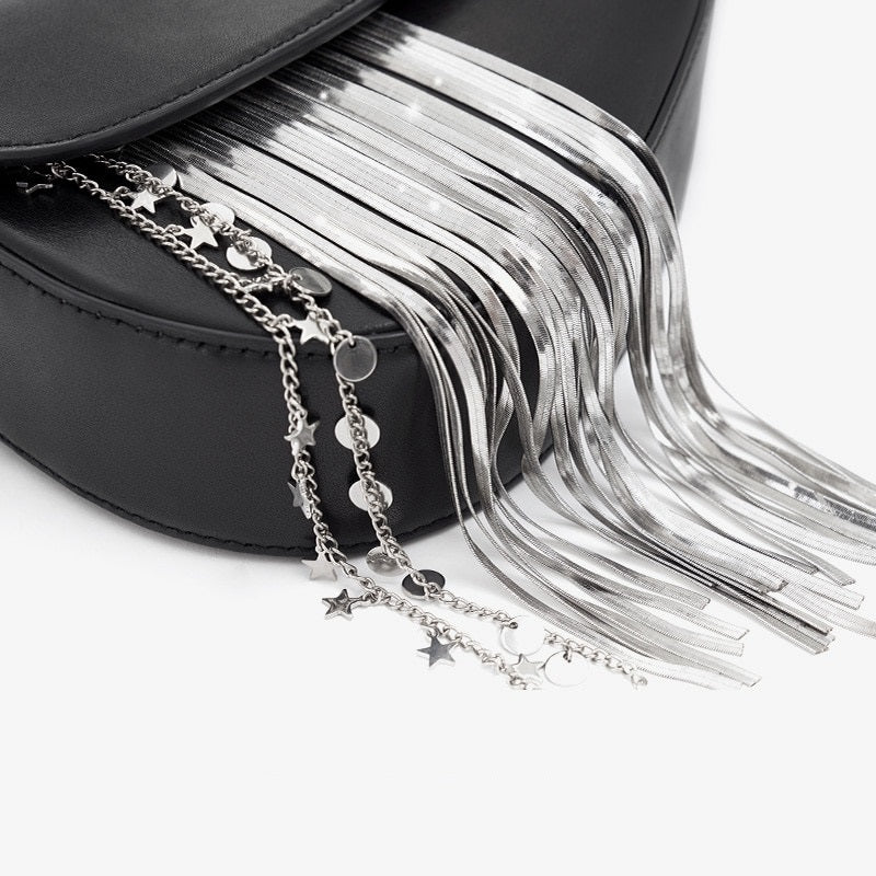 Silver Tassel Autumn Winter Bag • Cow Leather Messenger Bag