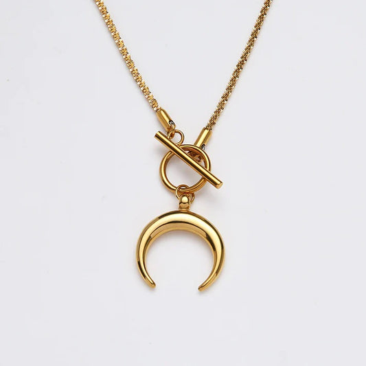 Crescent Moon Toggle • Stainless Steel Necklace