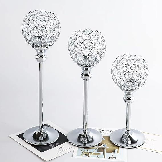 Crystal Candlestick • Metal Ornament Crystal Dinner Lights