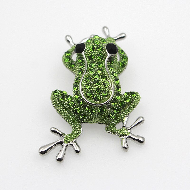 Crystal Frog Brooch • Rhinestone Dress Pin