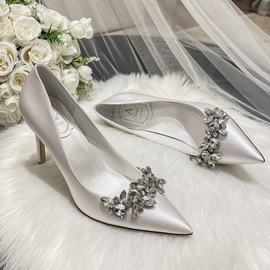 Crystal Stiletto • Microfiber Satin Shoes