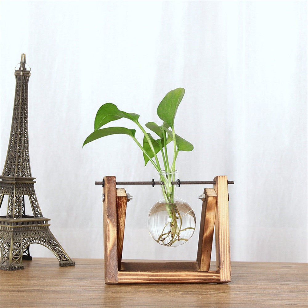 Dry Flower Vase • Solid Wood Hydroponic Bulb