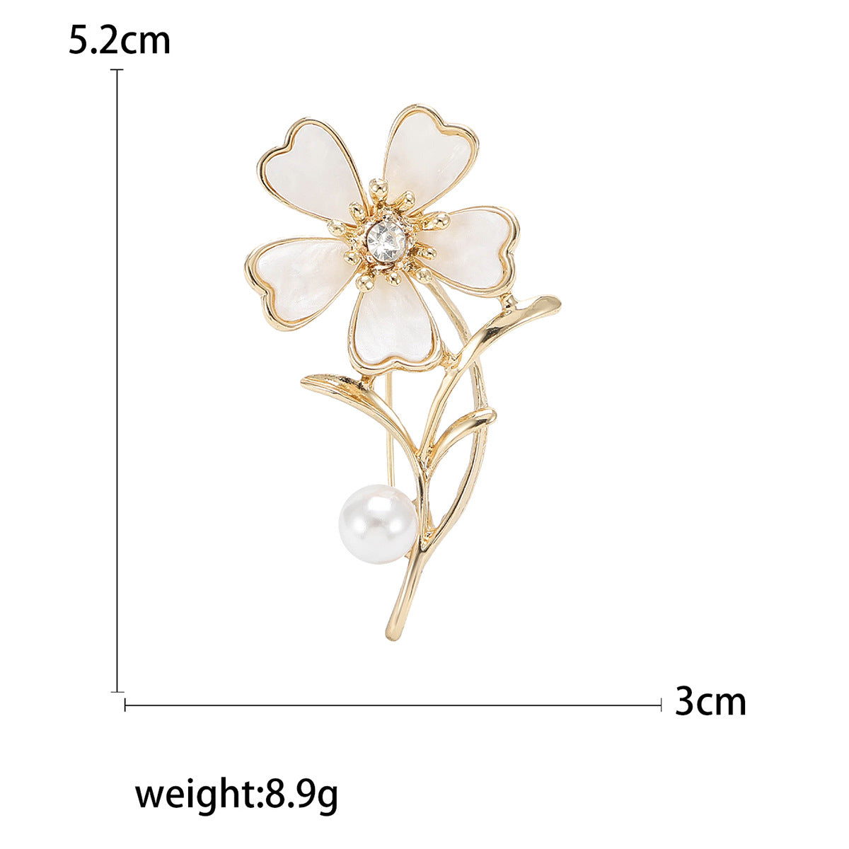 Elegant Floral Brooch • Two-Tones Pearl Plant Dress Pin