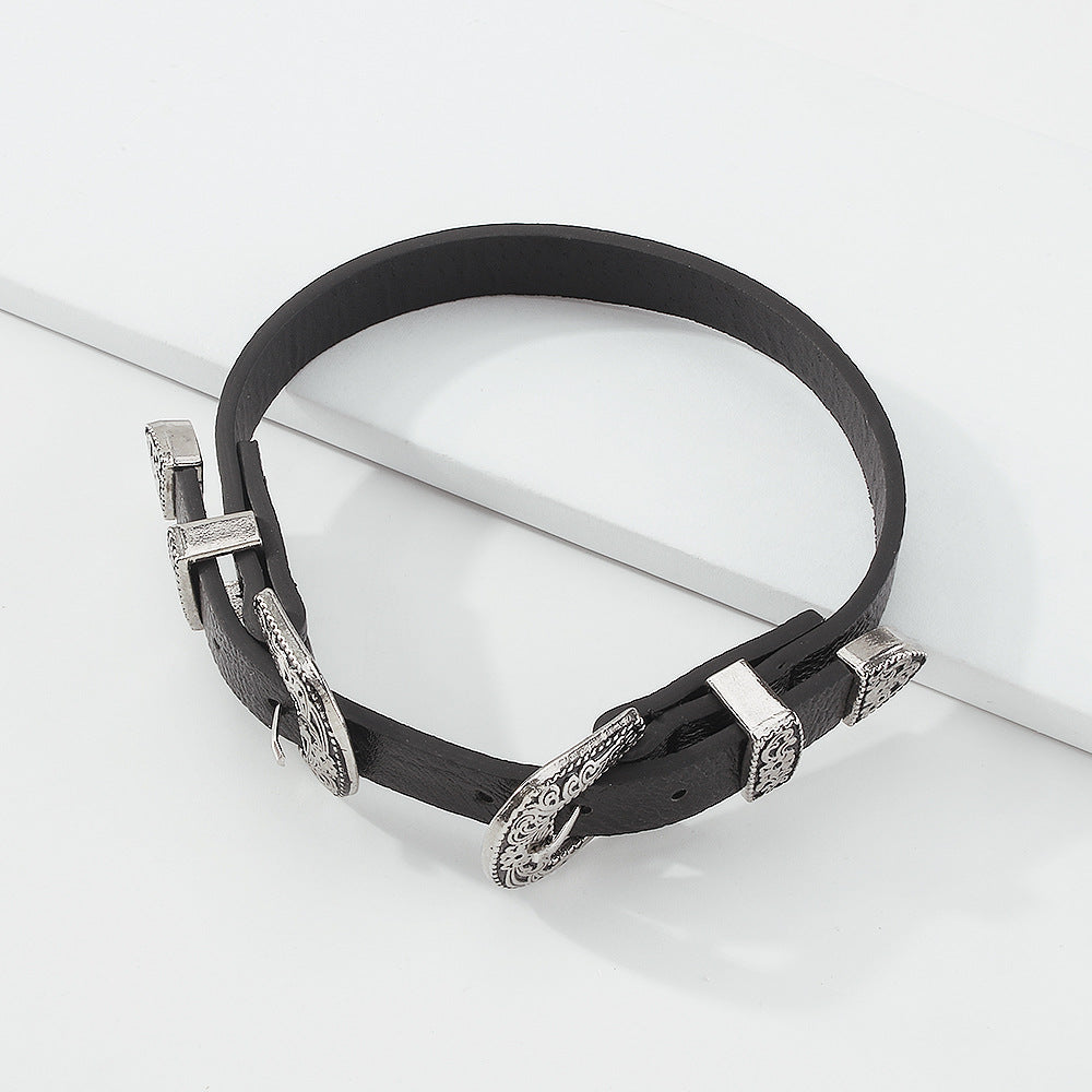 Metal Buckle Choker • Zync Alloy Leather Strap