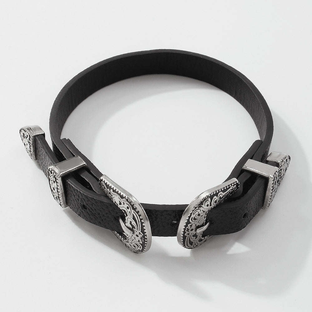 Metal Buckle Choker • Zync Alloy Leather Strap