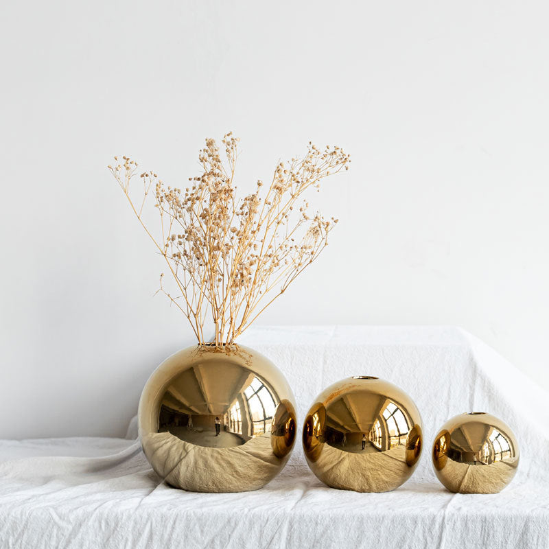 Flower Arrangement Bowl • Gold Plated Porcelain Vase