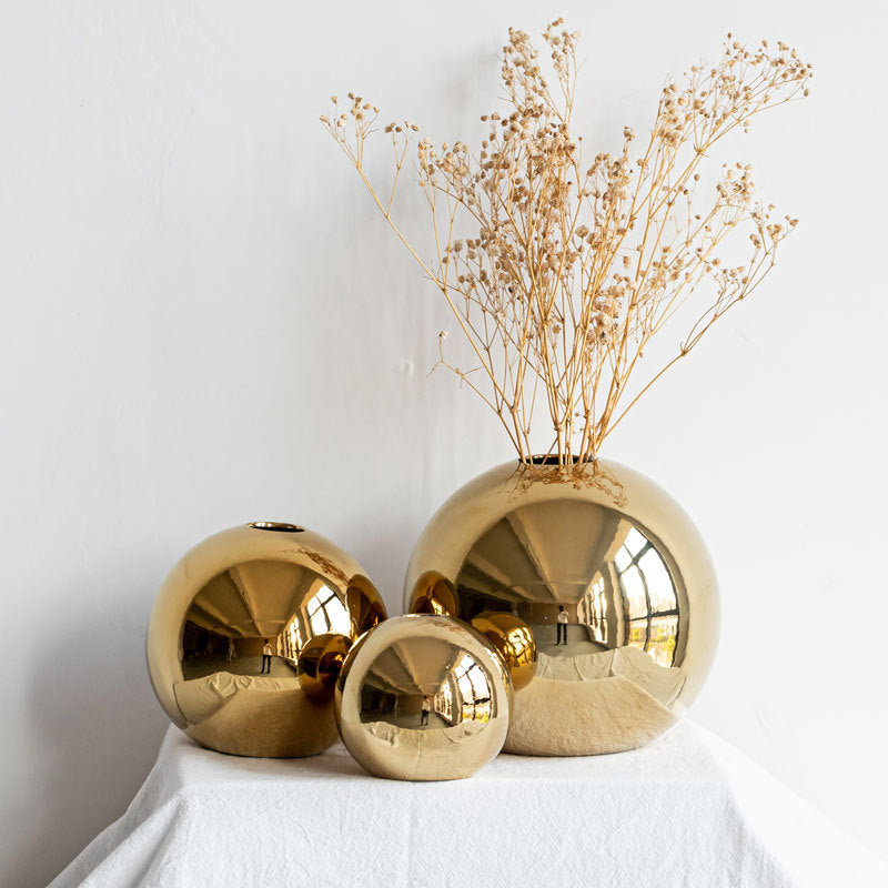 Flower Arrangement Bowl • Gold Plated Porcelain Vase