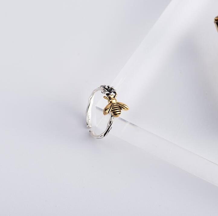 Flower Bee Open Ring • Sterling Silver Brass Ring