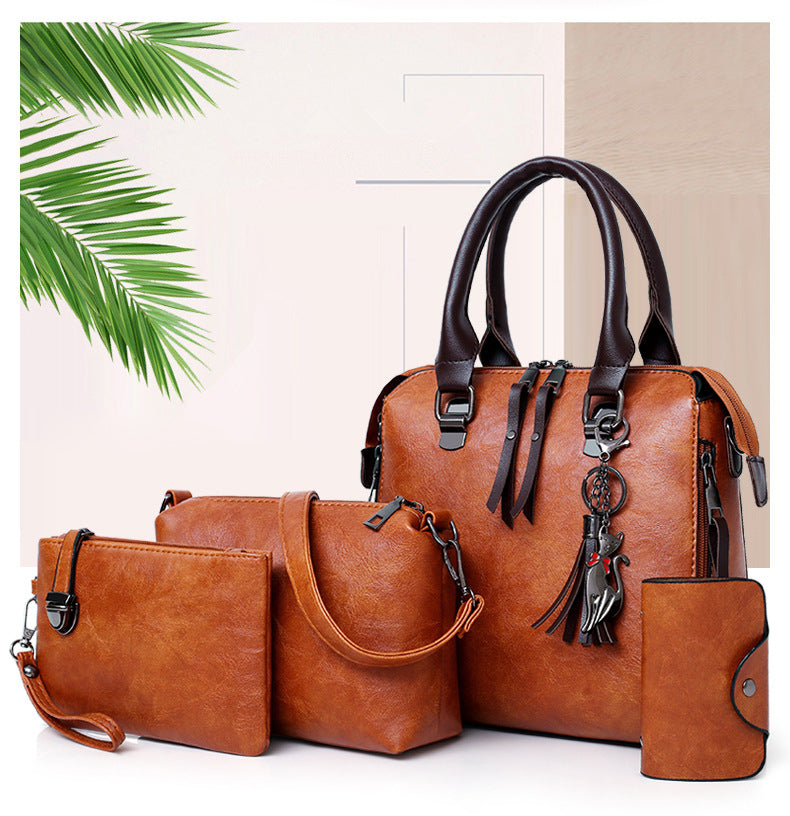 Four Leather Bags Set • Messenger Tote Bolsa Handbags 