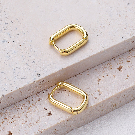 French U-Shaped Oval Earrings • Gold Plated Earrings