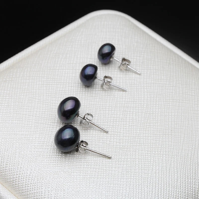 Freshwater Pearl Earrings • Simple Sterling Silver Studs