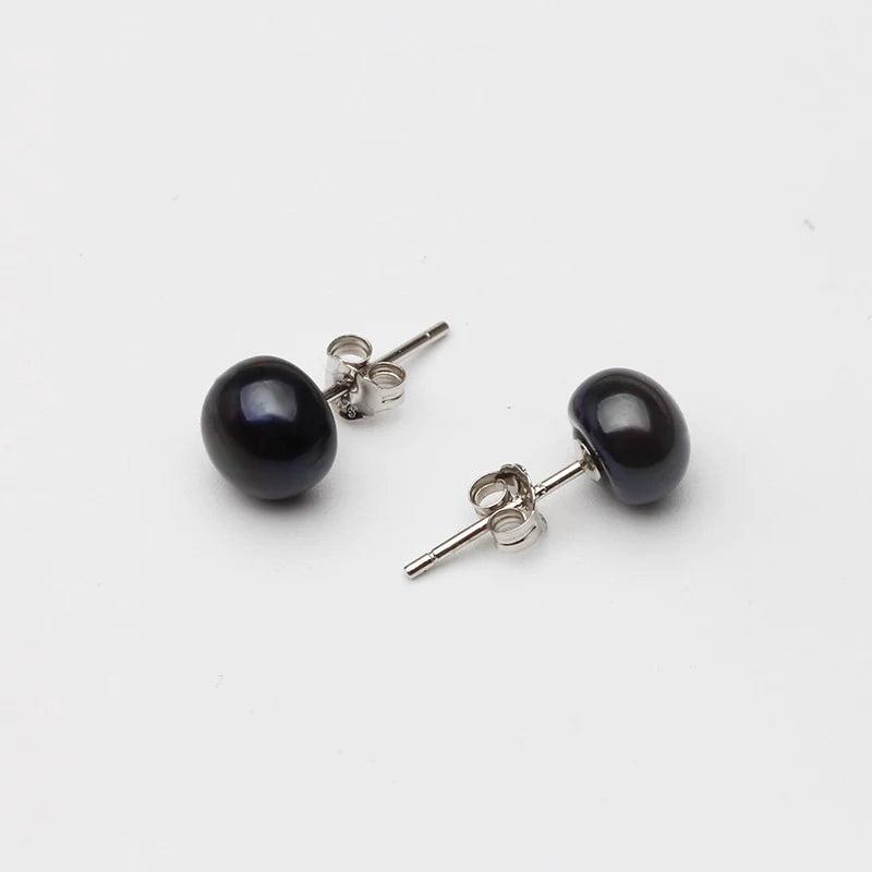 Freshwater Pearl Earrings • Simple Sterling Silver Studs