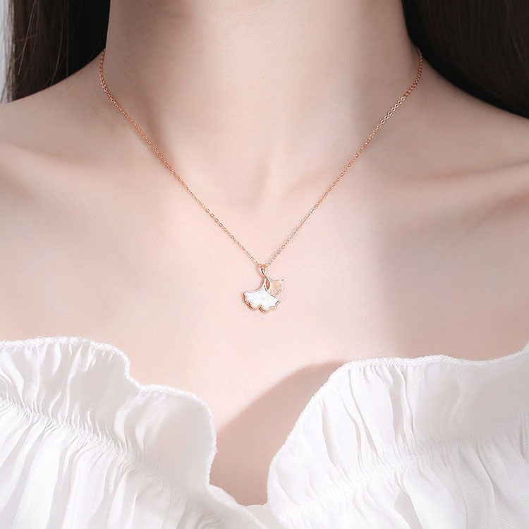 Ginkgo Leaves Clavicle Chain • Gold Plated Sterling Silver