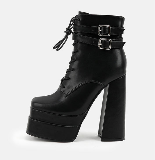 Waterproof Platform Boots •  PU Leather Shoes