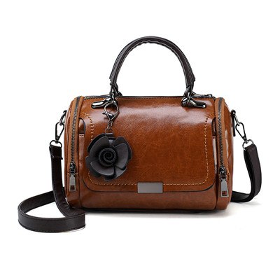 Flower Charm Shoulder Bag • PU Leather Handbag