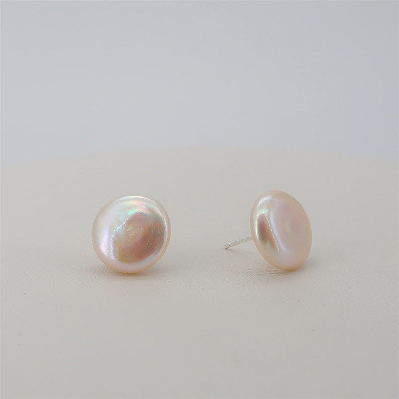 Large Freshwater Pearl Earrings • 14K Gold Plated Silver