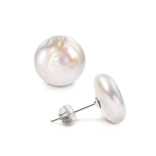 Large Freshwater Pearl Earrings • Sterling Silver Needle