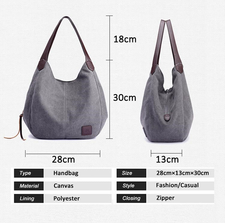 Large Street Piler Handbag • Casual Canvas Zipper Bag